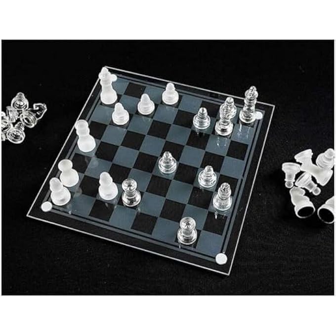 rayihni لعبة الشطرنج - مجموعة شطرنج زجاجية - لوحة شطرنج فاخرة وأنيقة - حجم متوسط - 2 لاعب - العمر 8+ - Image 5